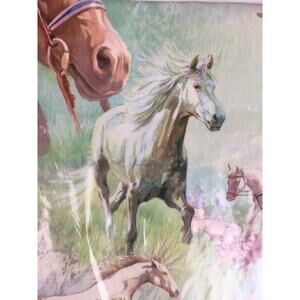 Horse Cowboy Gift Wrap, Hallmark Ambassador, YeeHaw! Brown White Gallup Vintage